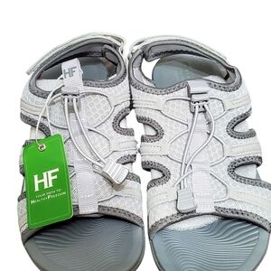 Women's Gray and White Sandals